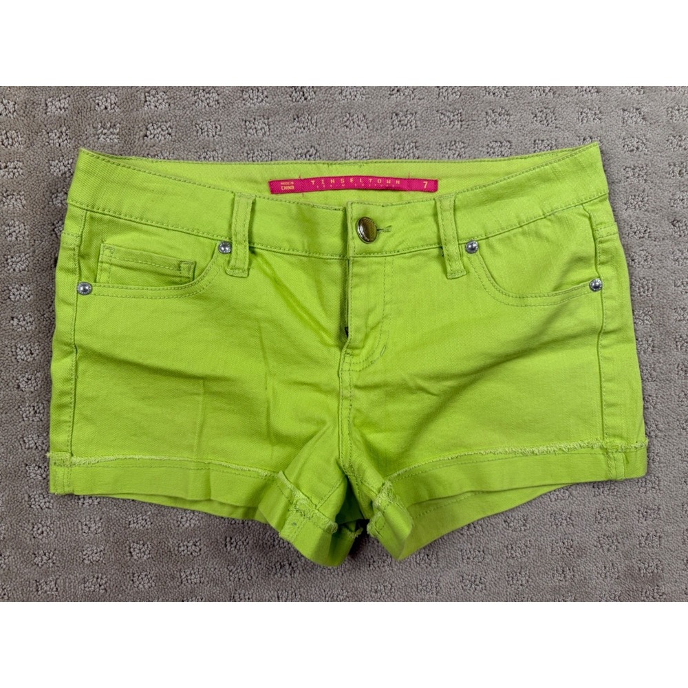 Womans/Juniors Tinseltown Lime Green Denim Shorts size 7 30" Waist #1208